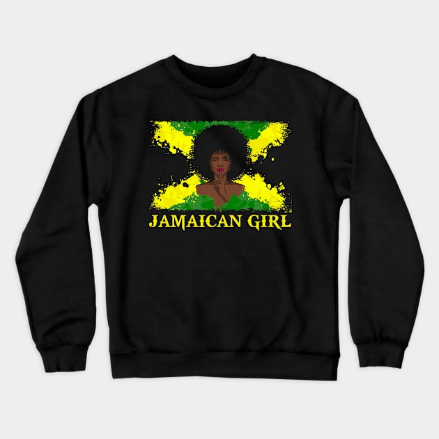 Jamaican Black Woman Jamaica Afro Girl Pride Crewneck Sweatshirt by folidelarts